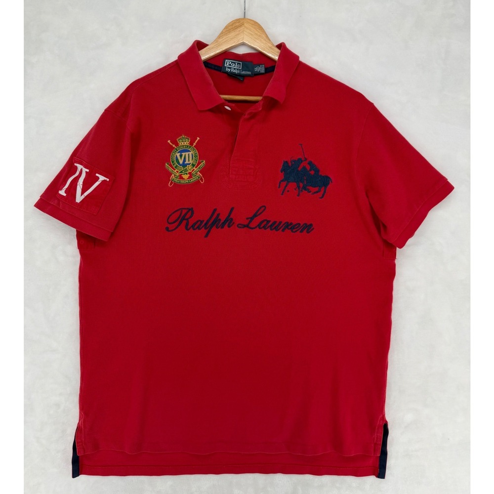 Polo Ralph Lauren Mens XL Red Big Pony Crest Custom Fit Cotton Polo Shirt
